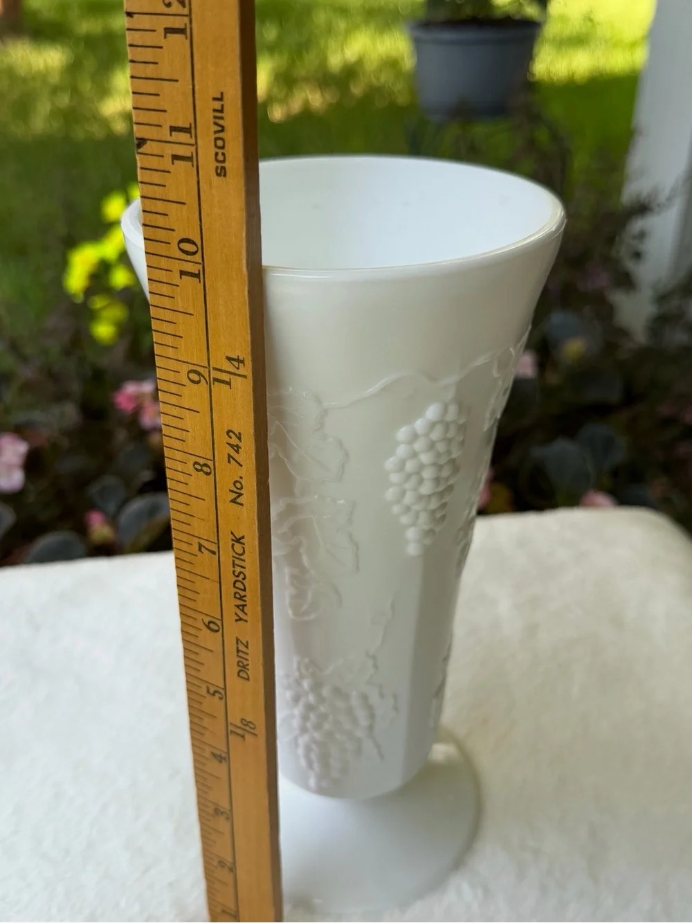 White Embossed Grape Pedestal Vase - Classic Milk Glass by Indiana Glass Co.